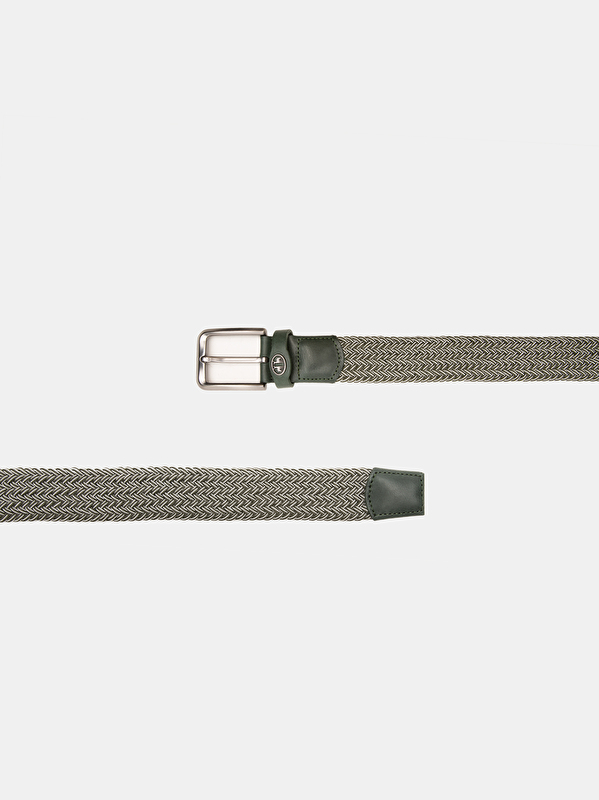 Erkek Haki-Beyaz Kemer