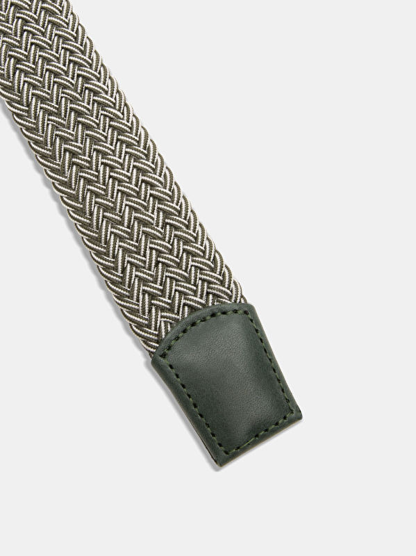 Erkek Haki-Beyaz Kemer