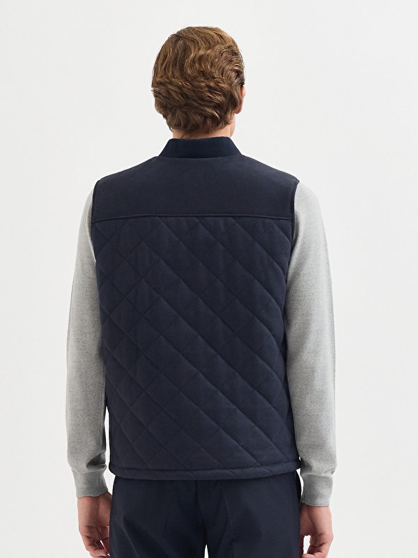 Erkek Lacivert Deri Yelek