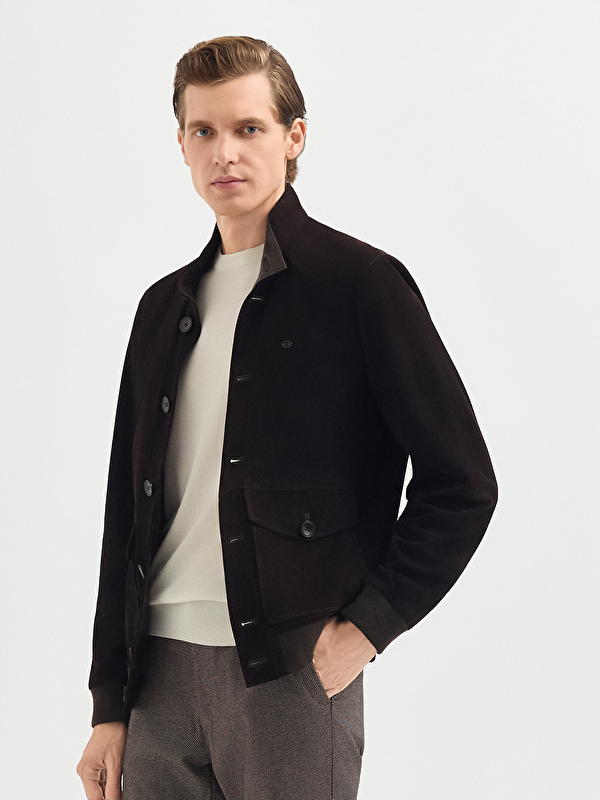 Erkek Kahve Deri Mont