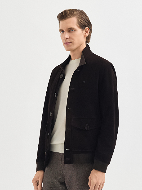 Erkek Kahve Deri Mont