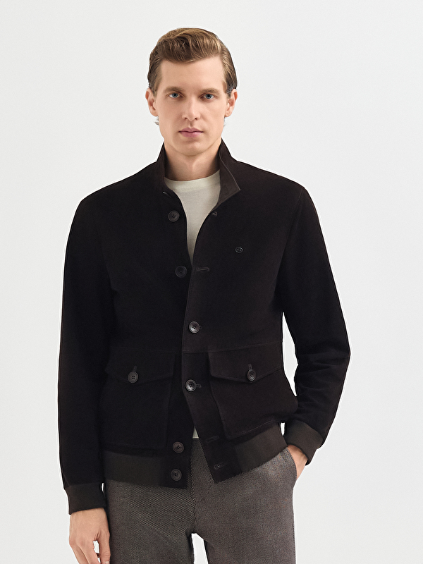 Erkek Kahve Deri Mont