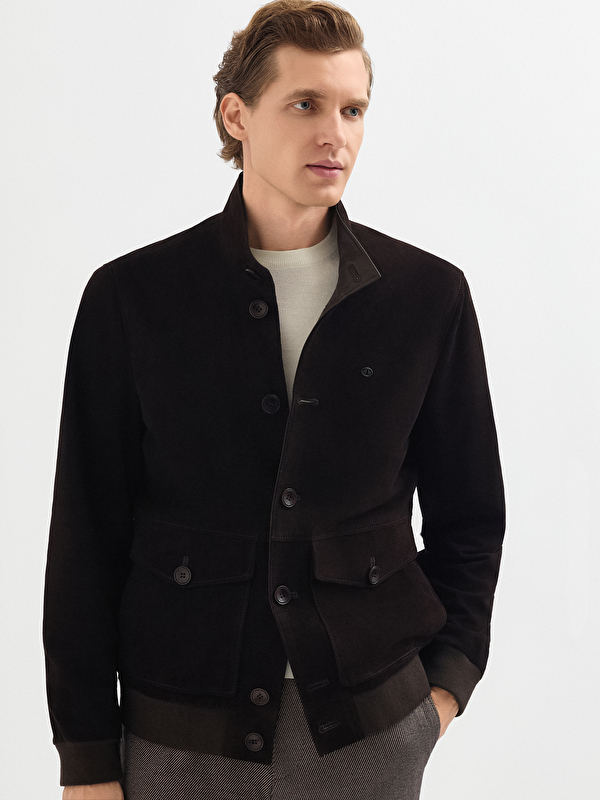 Erkek Kahve Deri Mont